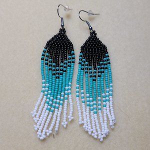 NWOT Beaded Native American Inspired Fringe Earrings